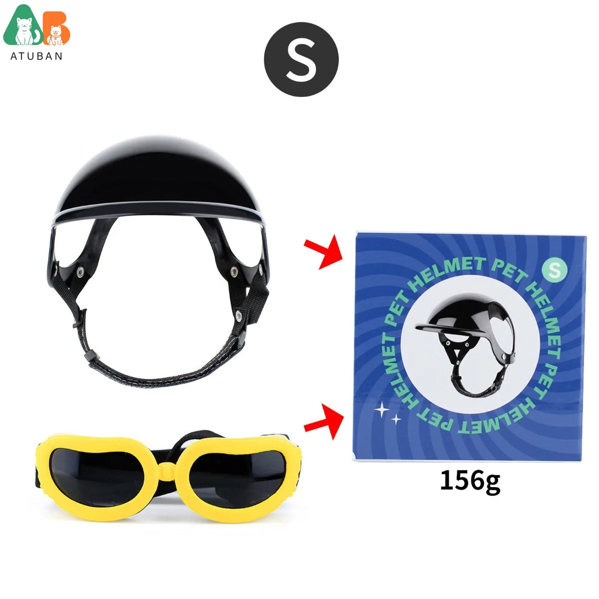Dog Sunglasses Pet Helmet Set with Dog Goggles,Dust Wind UV Protection Dog Glasses Dog Helmet and Goggles Dog Motorcycle Helmet