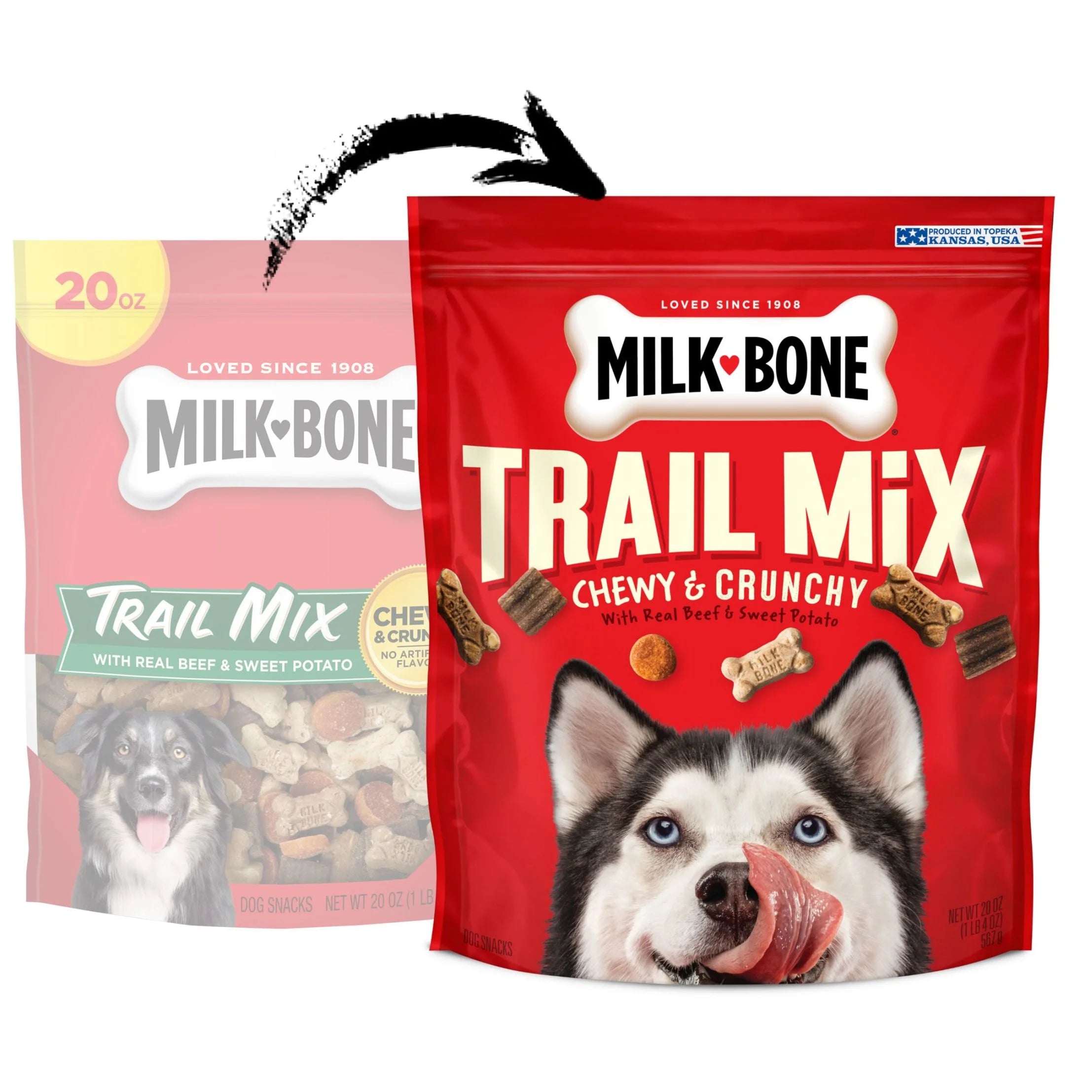Milk Bone Trail Mix with Real Beef & Sweet Potato, Crunchy & Chewy Dog Treats, 20 Oz