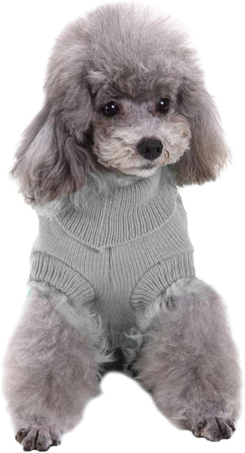 Small Dog Sweaters Knitted Pet Cat Sweater Warm Dog Sweatshirt Dog Winter Clothes Kitten Puppy Sweater (Medium, Grey)