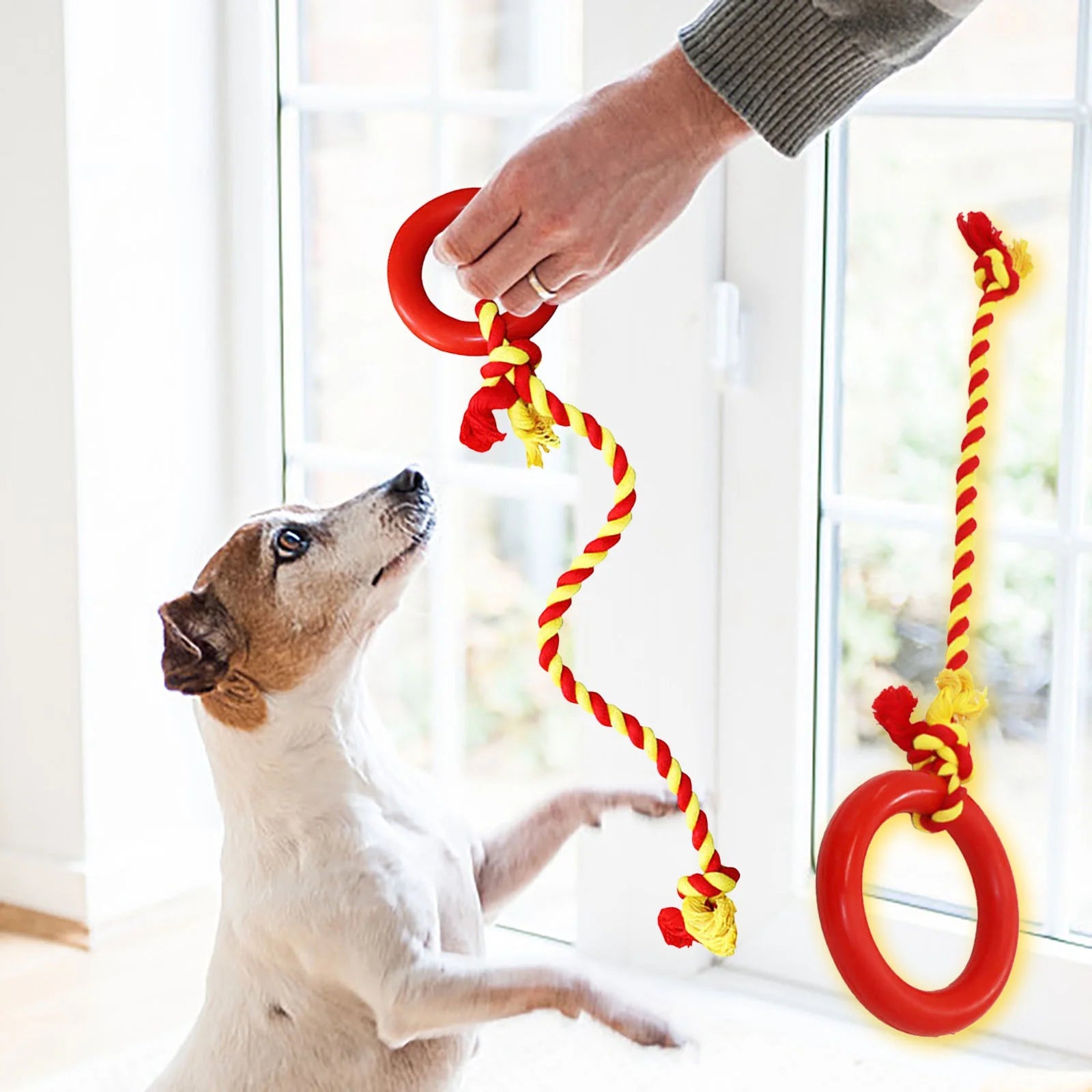 Dog Toys for Aggressive Chewers, Rubber Durable Tug of War Dog Toy, Dog Teeth Cleaning Toy, Dog Rope Toys for Medium and Large Dogs