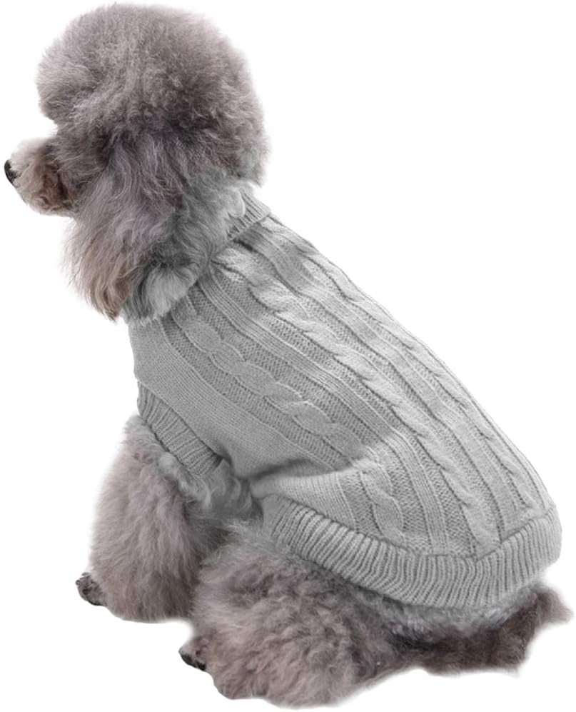 Small Dog Sweaters Knitted Pet Cat Sweater Warm Dog Sweatshirt Dog Winter Clothes Kitten Puppy Sweater (Medium, Grey)