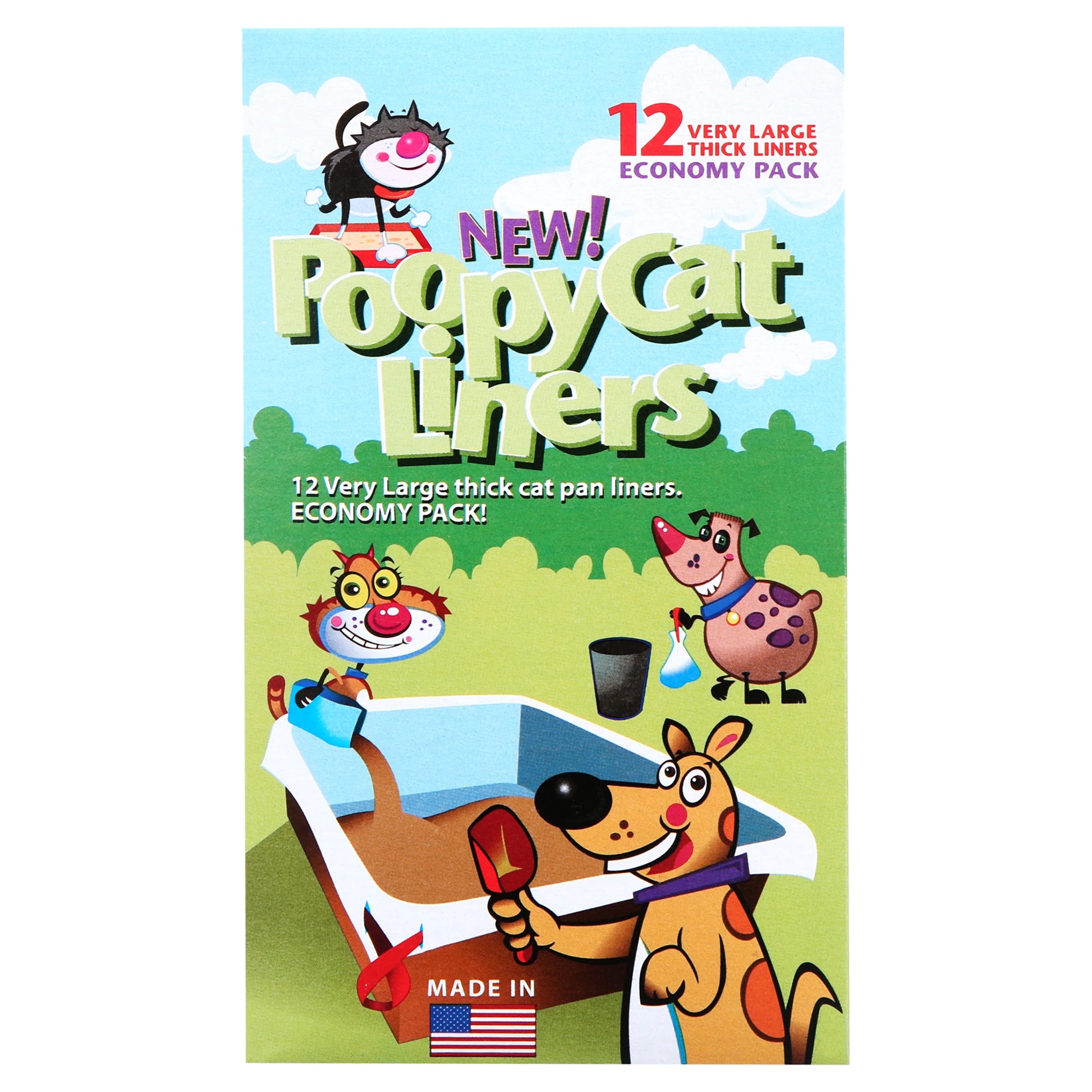 , New! Poopy Cat Litter Box Liners, 12 Count