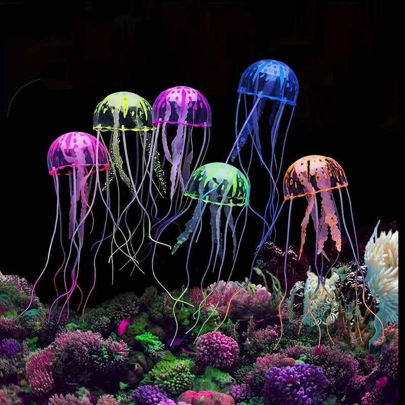 3/5Pcs Luminous Silicone Jellyfish Used for Aquarium, Artificial Luminous Fish Tank Decoration, Used for Aquatic Decoration
