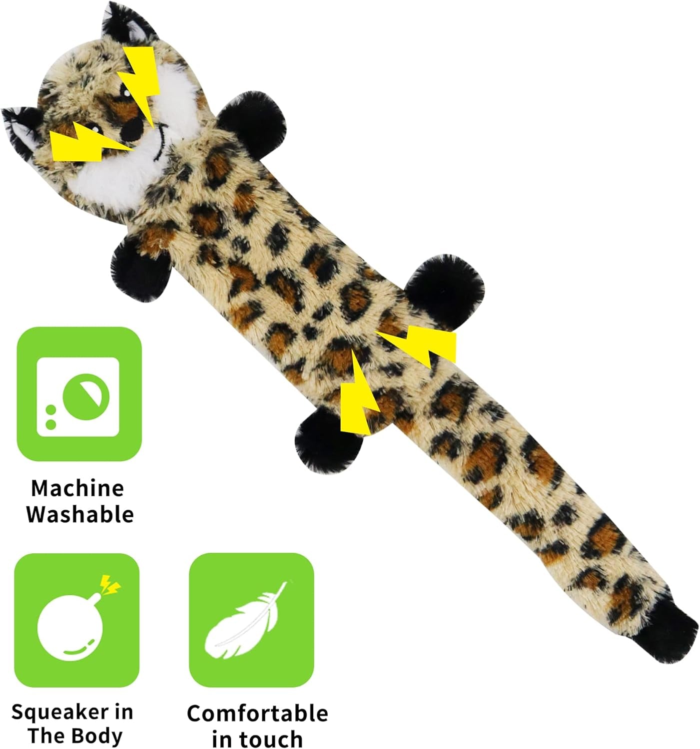Soft Dog Toy Non-Stuffing Pets Toy Sets - Small Dog Toy Sets 3 Pack 18 Inch - No Stuffing Puppy Teething Toys(Leopard,Tiger,Raccoon 18 Inch)