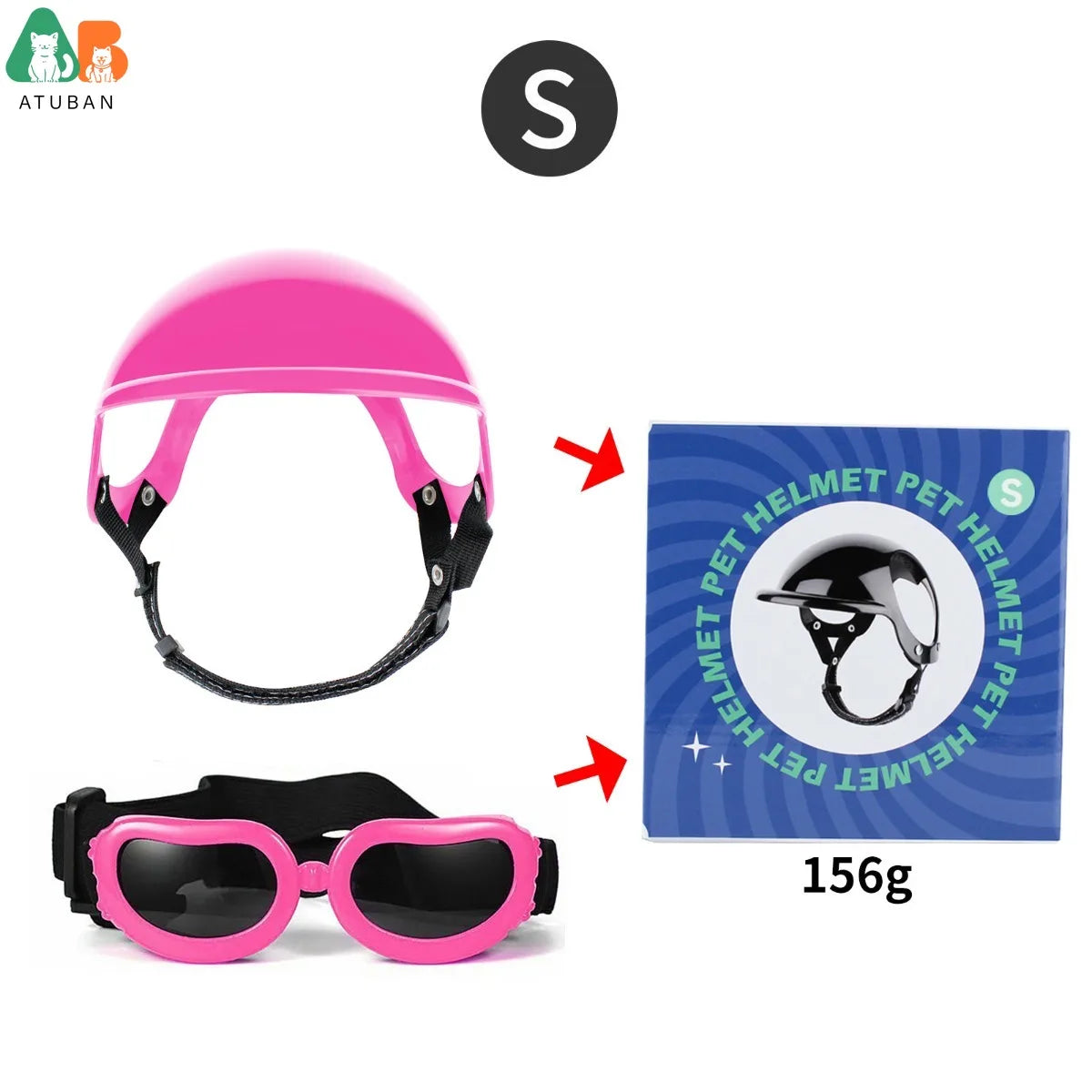 Dog Sunglasses Pet Helmet Set with Dog Goggles,Dust Wind UV Protection Dog Glasses Dog Helmet and Goggles Dog Motorcycle Helmet