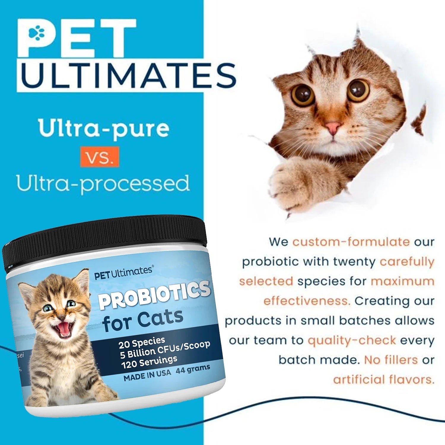 Cat Probiotics Powder with Digestive Enzymes for Cats Digestive Health Supplement 44 Grams