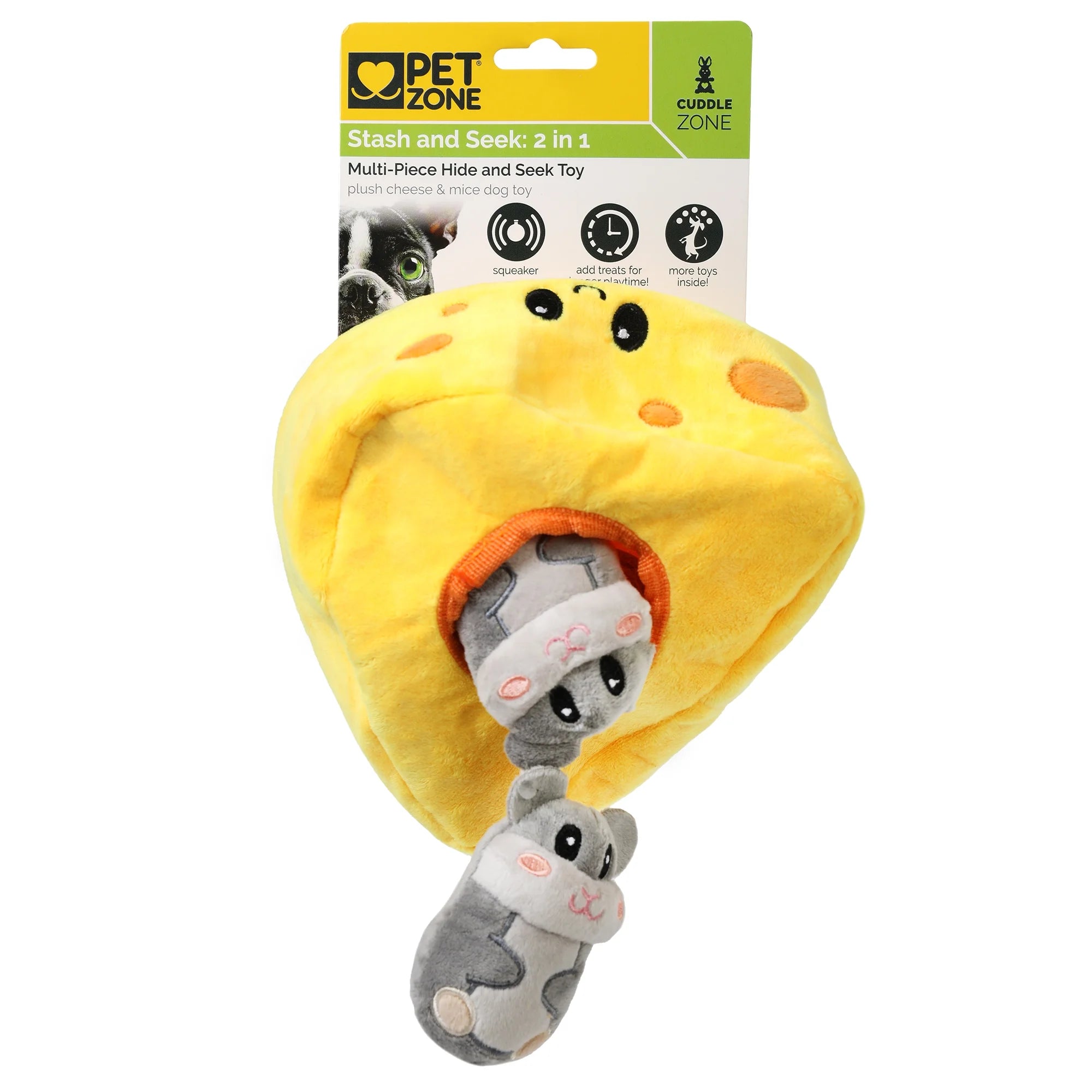 Cheesey Mice Hide and Seek Plush Squeaky Dog Toys