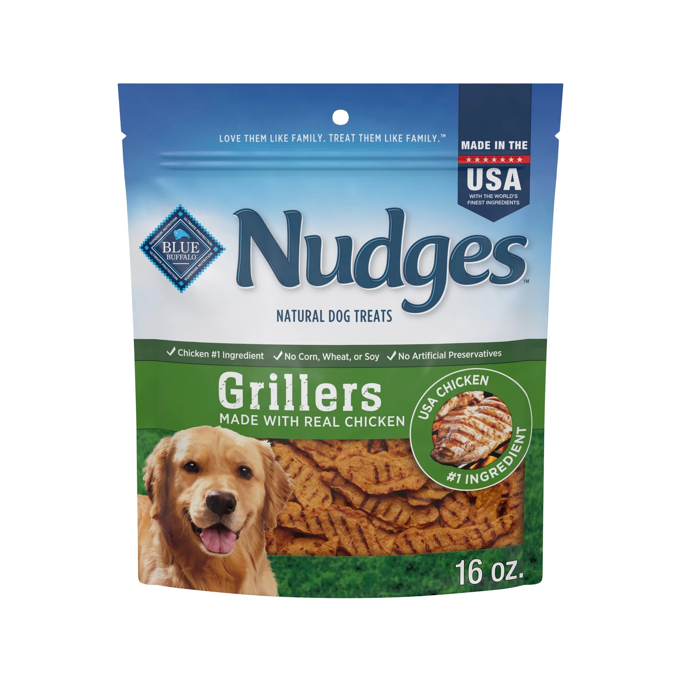 Nudges Grillers Natural Dog Treats Made with Real Chicken, 16-Oz. Bag