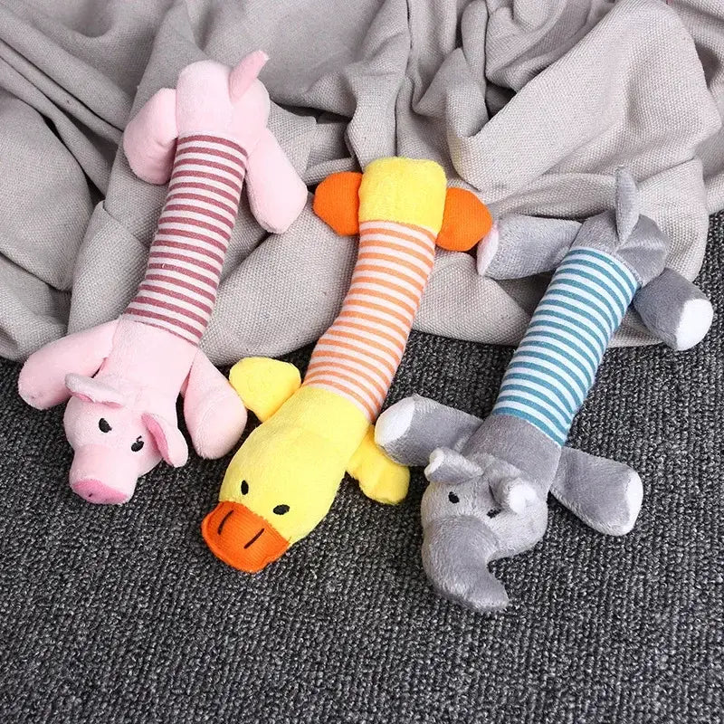 Squeak Plush Dog Toy in Many Styles