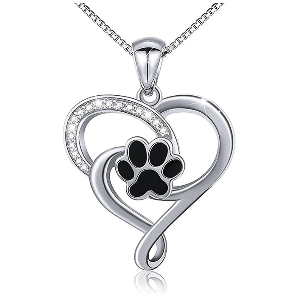 Dog Footprints Heart Necklace...