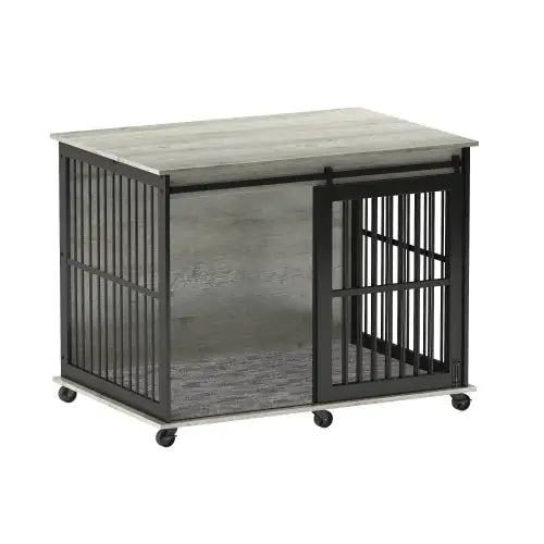 Furniture- Reinforced Sliding Iron Door Dog Cage With Mat