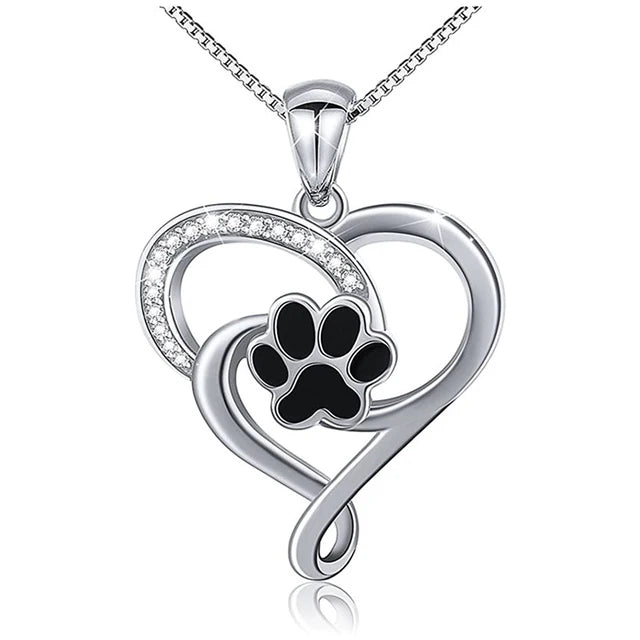Dog Footprints Heart Necklace...