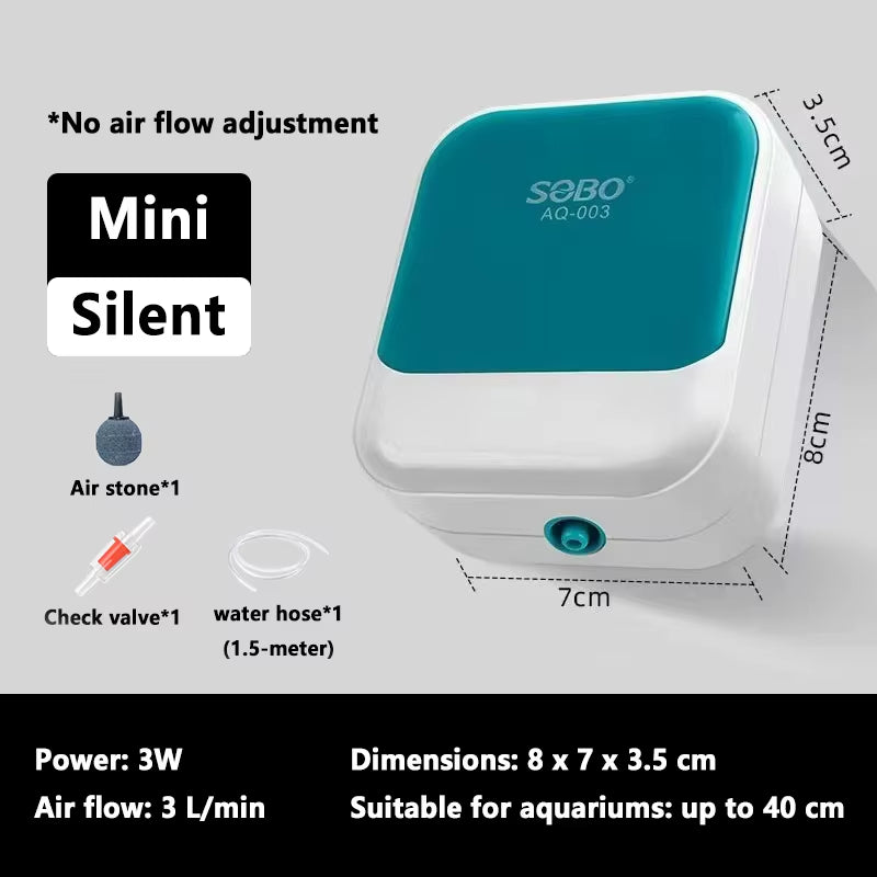Silent Aquarium Oxygen Air Pump Fish Tank Adjustable Air Volume High Power Oxygenator Air Compressor Aerator 220V