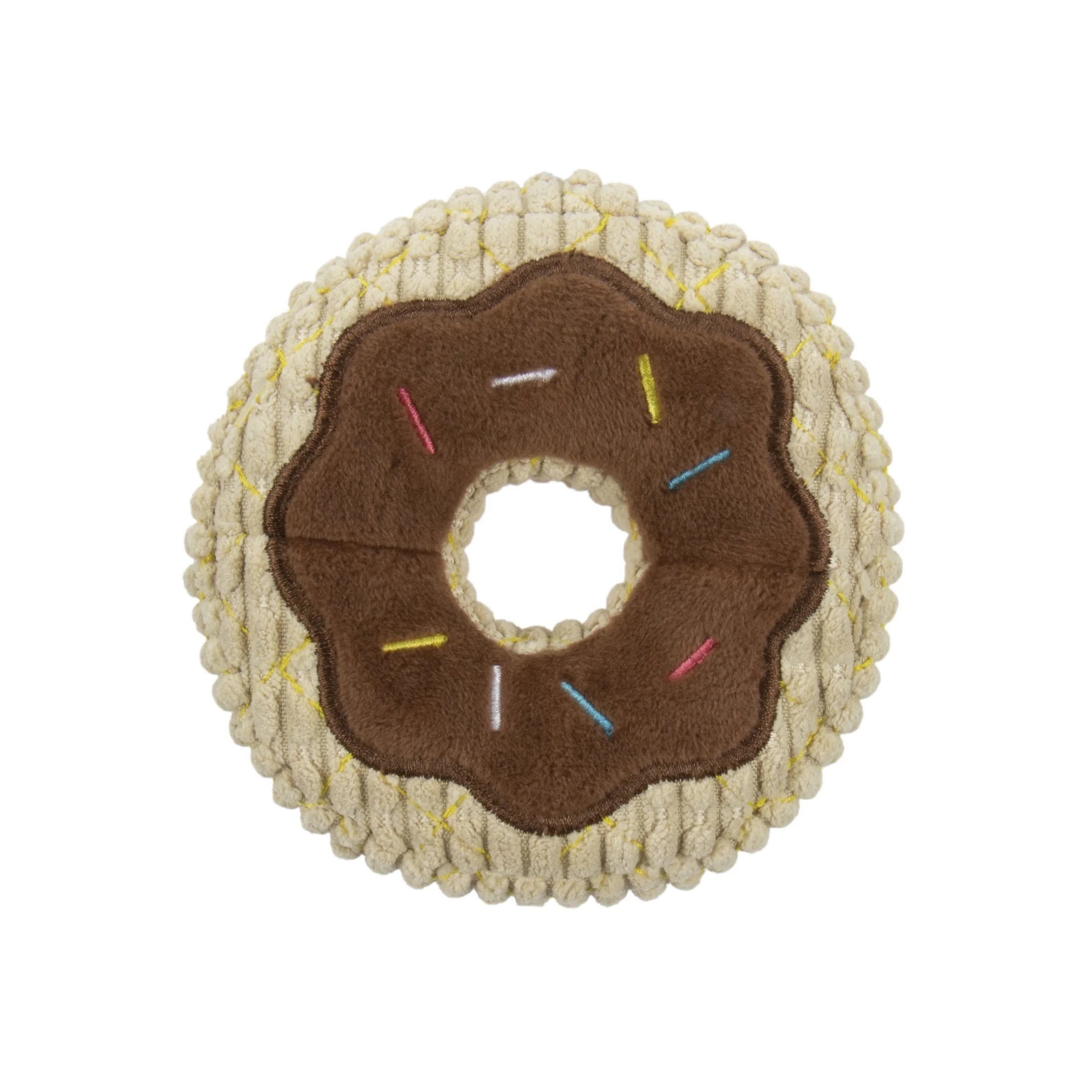 Donut Squeaky Plush Chew Guard Dog Toy, Small