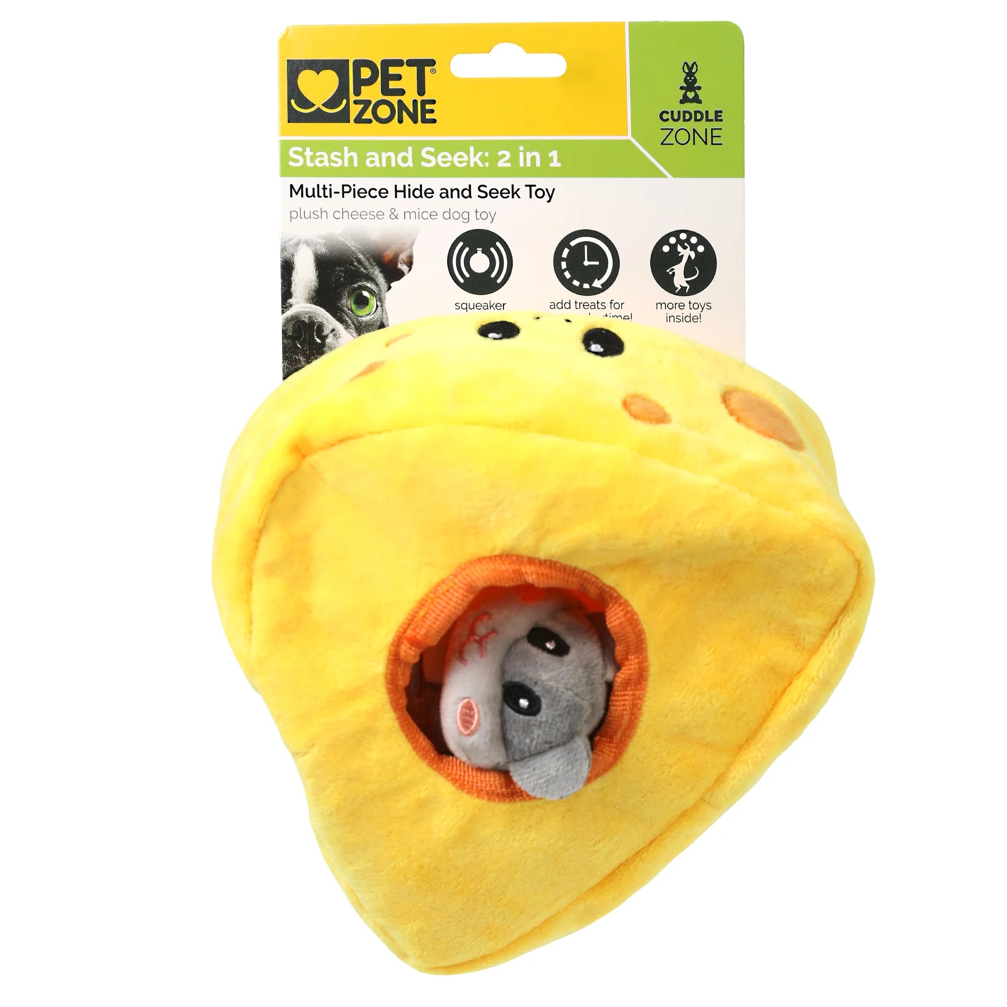 Cheesey Mice Hide and Seek Plush Squeaky Dog Toys