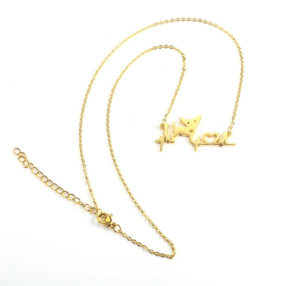 Simple Dog Heartbeat Necklace Creative Animal Electrocardiogram Lover