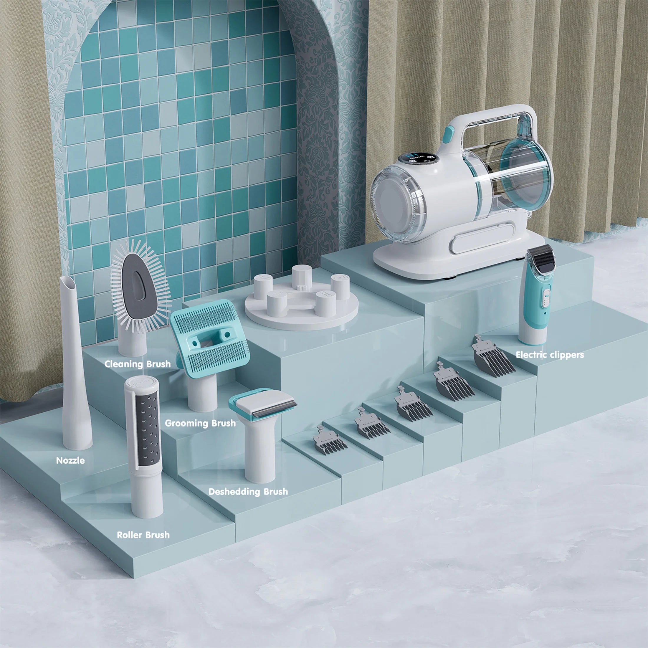 Dog Grooming Kit , 6 in 1 Pet Grooming Vacuum Kits, Dog Clippers for Grooming 11000Padog Vacuum for Shedding Grooming, Suction 99% Dog Hair, Low Noise Pet Vacuum Grooming Kit for Dog Cat