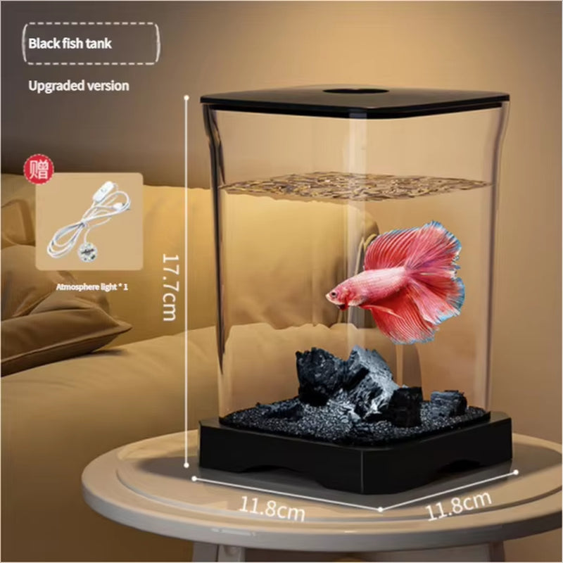 4K High-Definition Desktop Fish Tank Acrylic Fish Tank Detachable Transparency Small Tank Multipurpose Amphibian Feeding Box
