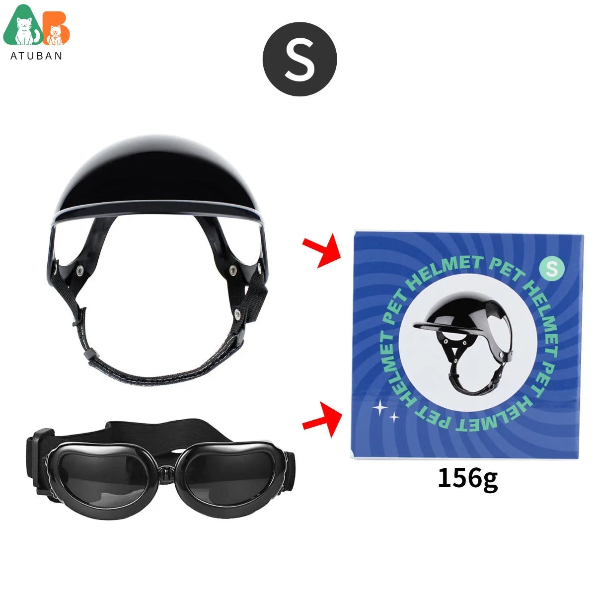 Dog Sunglasses Pet Helmet Set with Dog Goggles,Dust Wind UV Protection Dog Glasses Dog Helmet and Goggles Dog Motorcycle Helmet