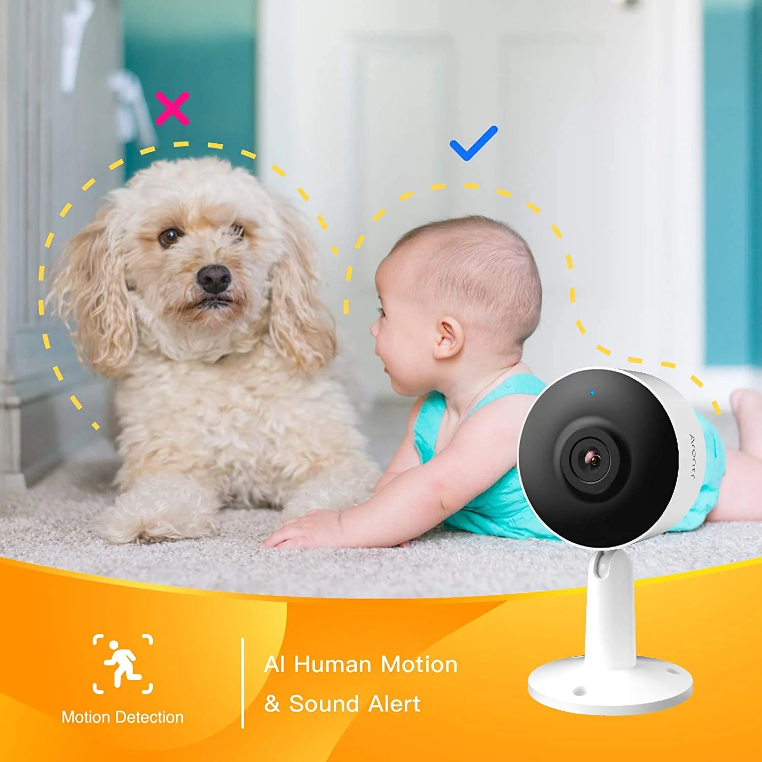 IN1 Indoor Home Security Camera , (2-Pack) Wifi and Phone APP 4MP 2.5K HD 2-Way Audio Night Vision Surveillance Camera