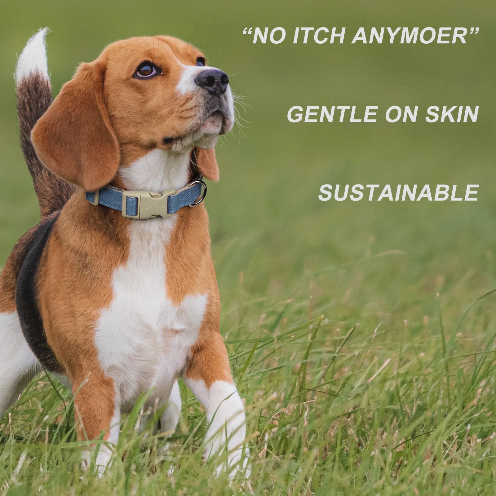 Cotton Hemp Dog Collar and Leash Set, Adjustable Collar for Small, Medium, and Large Dogs, Heavy Duty and Soft on Skin, Haze Blue, S