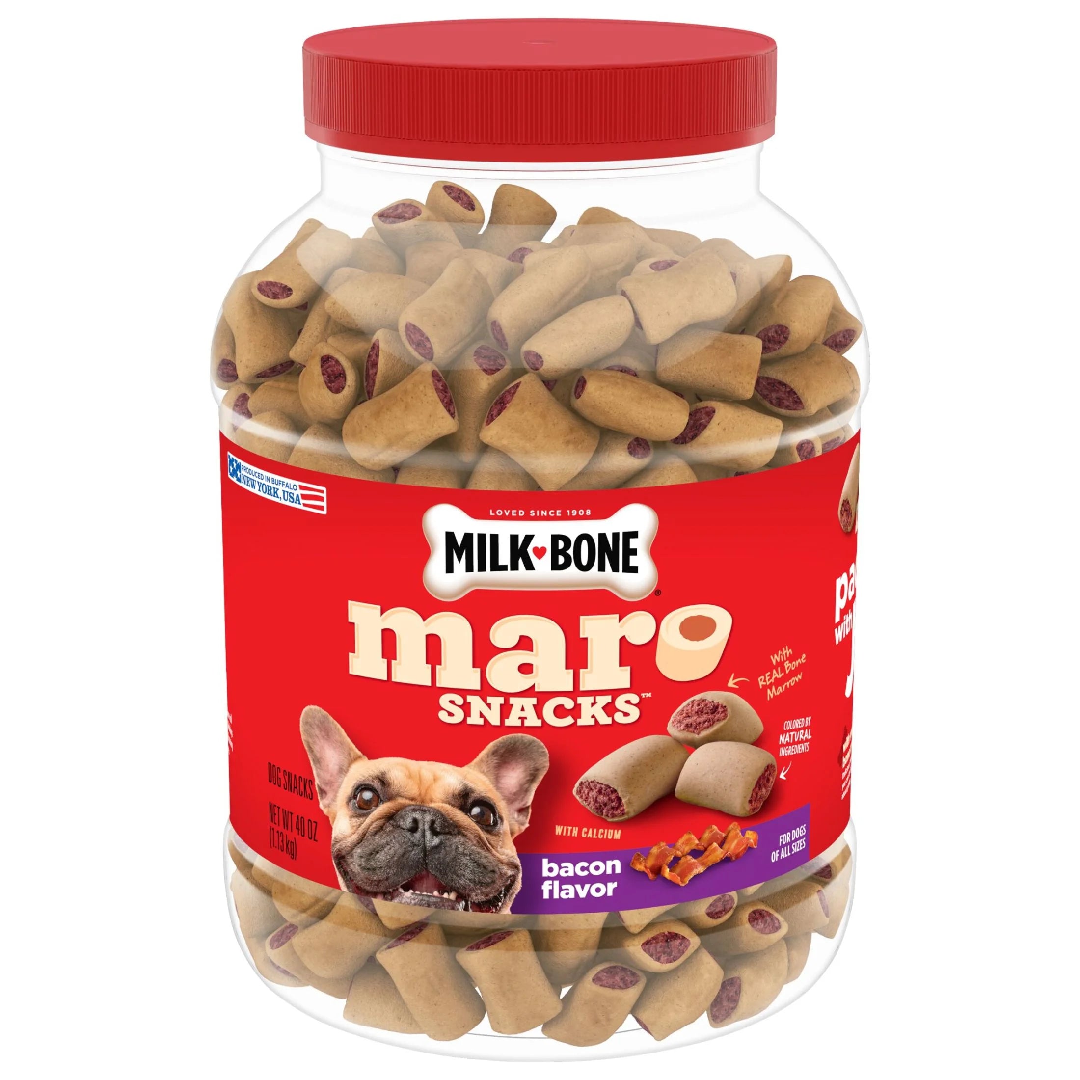 Milk Bone Marosnacks Bacon Flavor Small Dog Treats with Bone Marrow, 40 Ozs