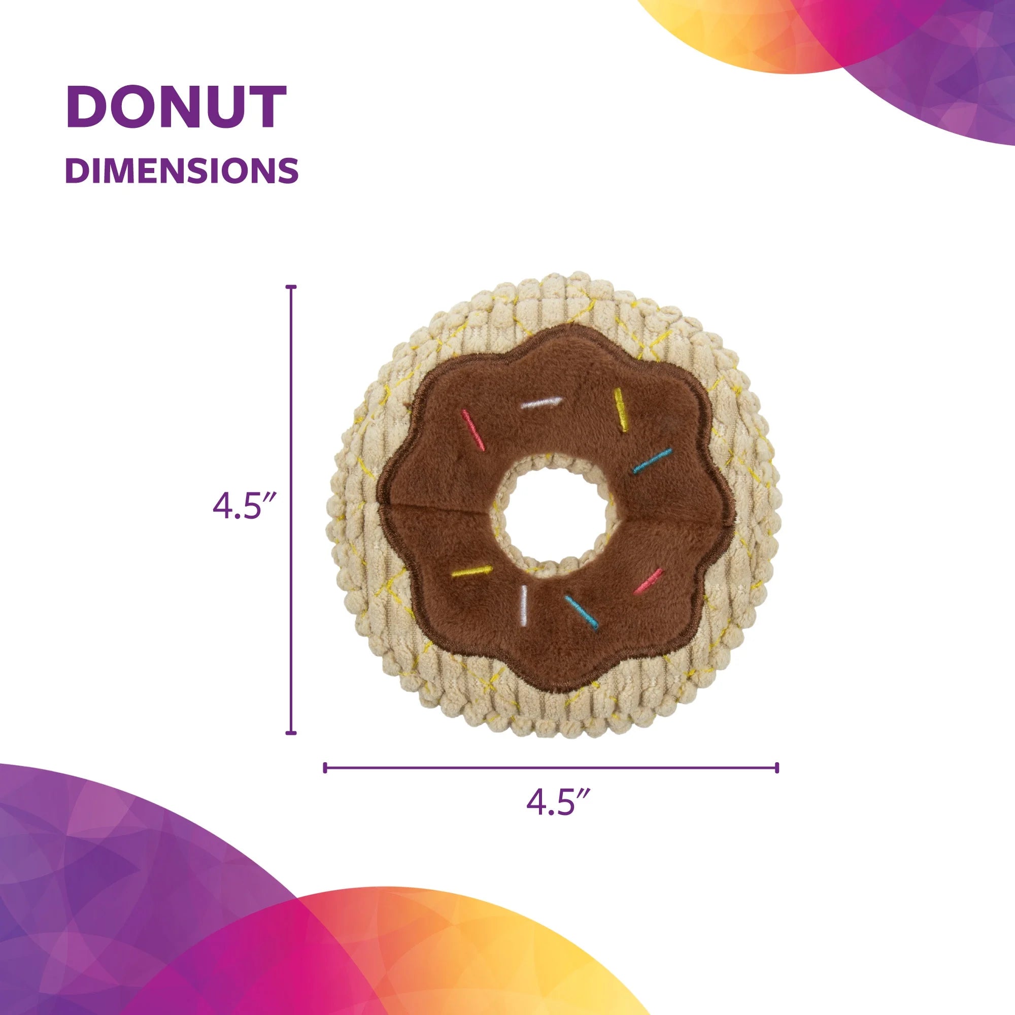 Donut Squeaky Plush Chew Guard Dog Toy, Small