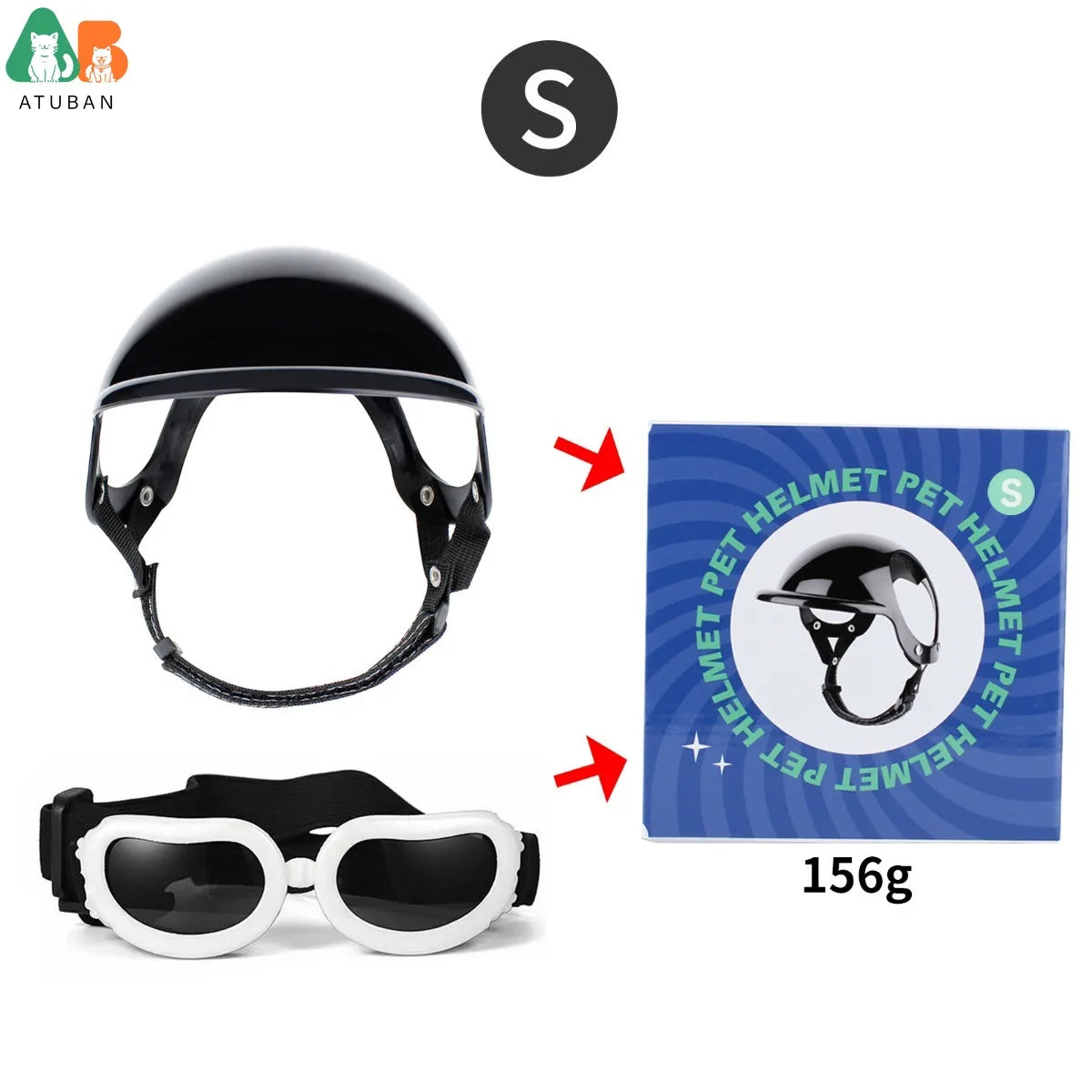 Dog Sunglasses Pet Helmet Set with Dog Goggles,Dust Wind UV Protection Dog Glasses Dog Helmet and Goggles Dog Motorcycle Helmet