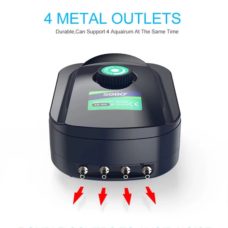 SOBO High Power 3.5W 8W Fish Tank Oxygen Air Pump Fish Aquarium Air Compressor Adjustable Air Flow Oxygen Pump for Fish
