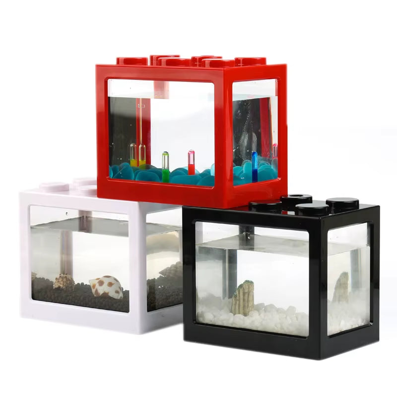 7 Color Mini Aquarium Betta Fishbowl Creative Combinable Ecological Small Fish Tank Crawler Box DIY Aquarium Micro Landscape