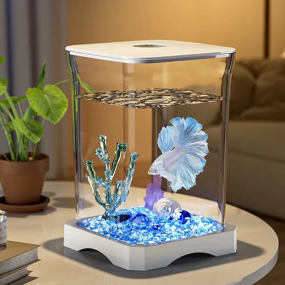 4K High-Definition Desktop Fish Tank Acrylic Fish Tank Detachable Transparency Small Tank Multipurpose Amphibian Feeding Box