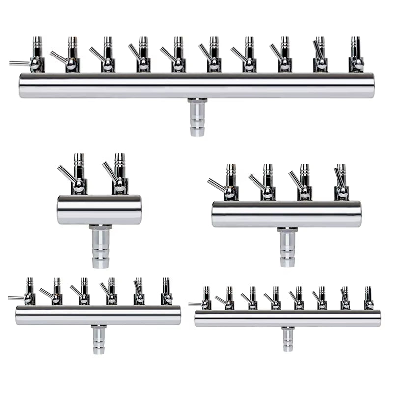 4/6/10 Ways Stainless Steel Air Flow Splitter Distributor Pump Valves for Aquarium