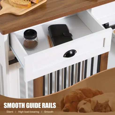 Heavy Duty Furniture Style Dog Cage Wooden Double Door Side Cabinet Dog Crate.