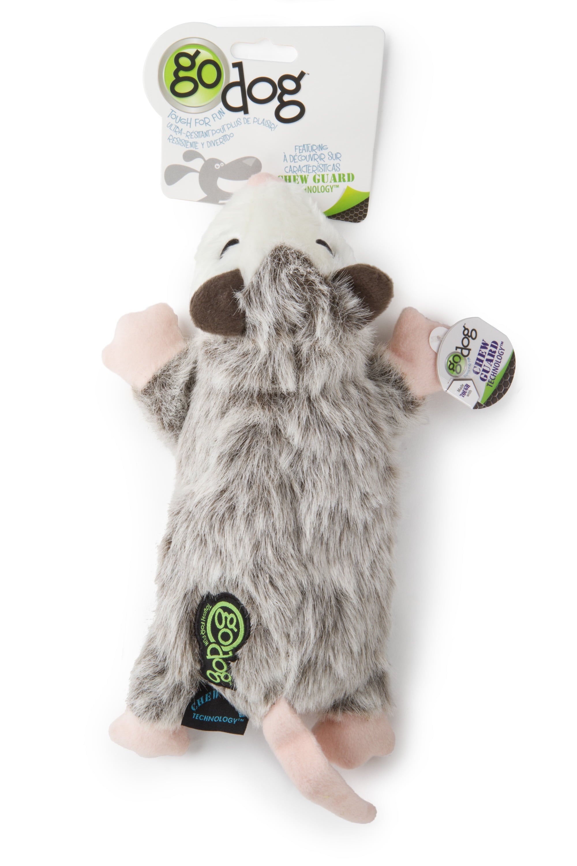 Flatz Opossum Squeaky Plush Dog Toy, Chew Guard Technology - Large