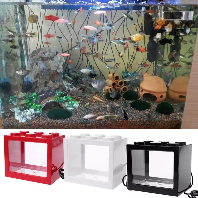 USB Illuminated Small Fish Tank Small Landscape Seaweed Ball Box Mini Aquarium Fish Tank with LED Lamp Light