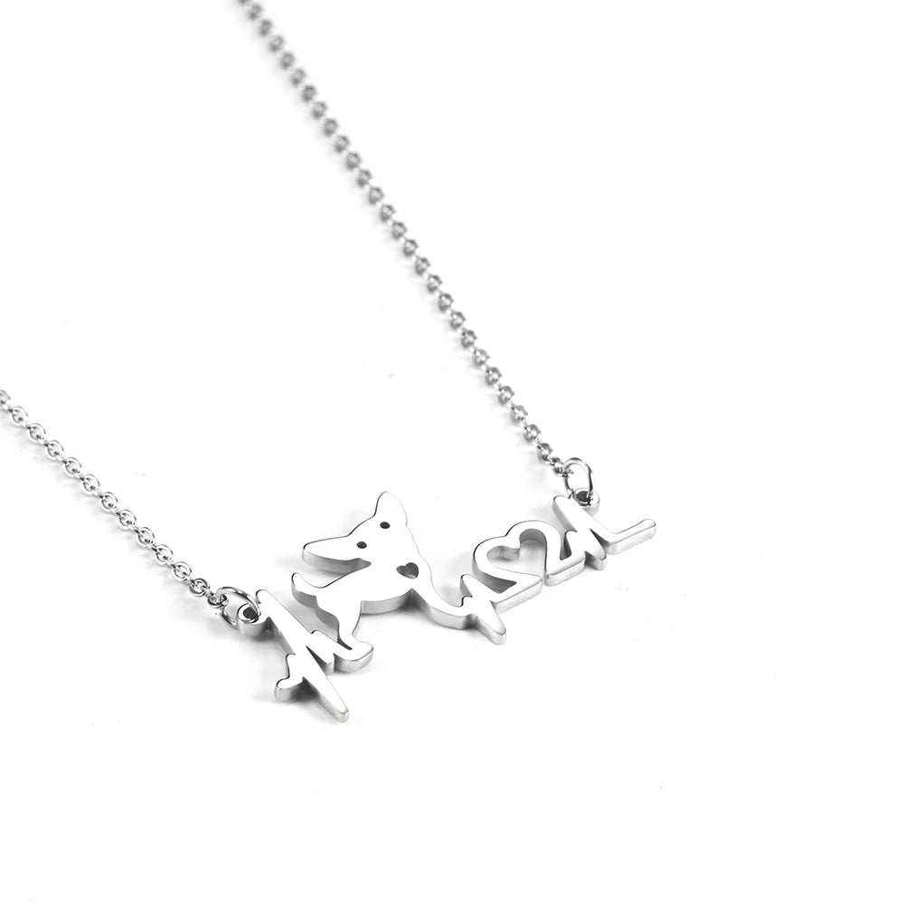 Simple Dog Heartbeat Necklace Creative Animal Electrocardiogram Lover