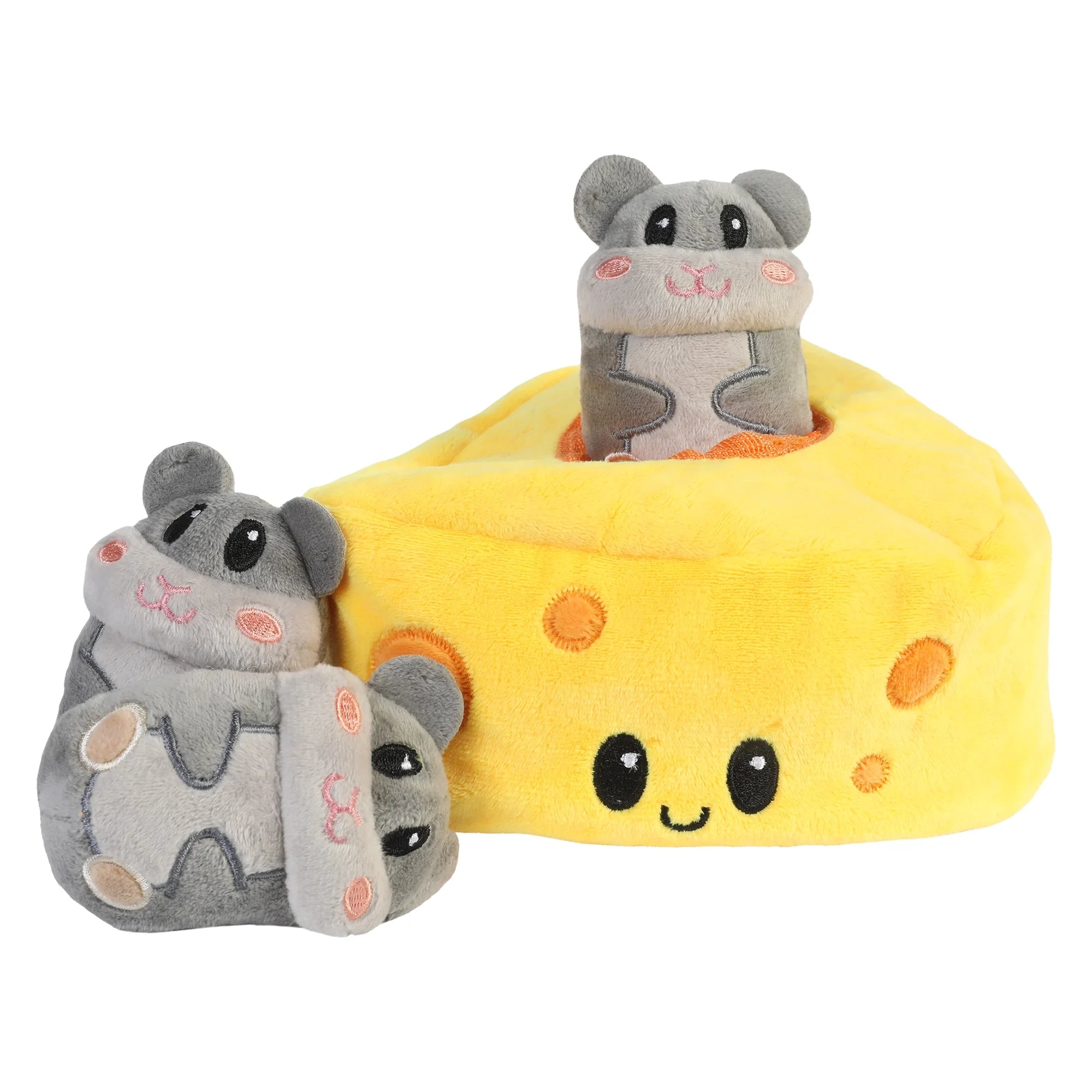 Cheesey Mice Hide and Seek Plush Squeaky Dog Toys