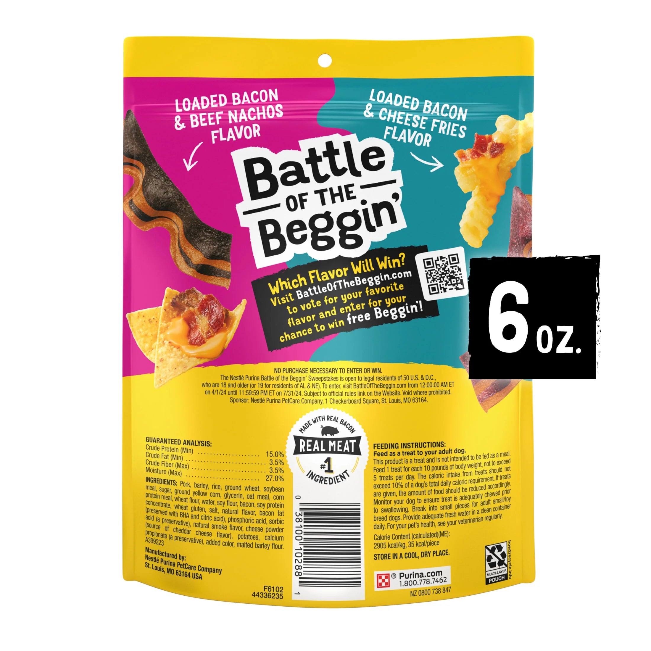 (2 Pack)  Beggin’ Loaded Bacon and Cheese Fries Flavor Treats for Dogs