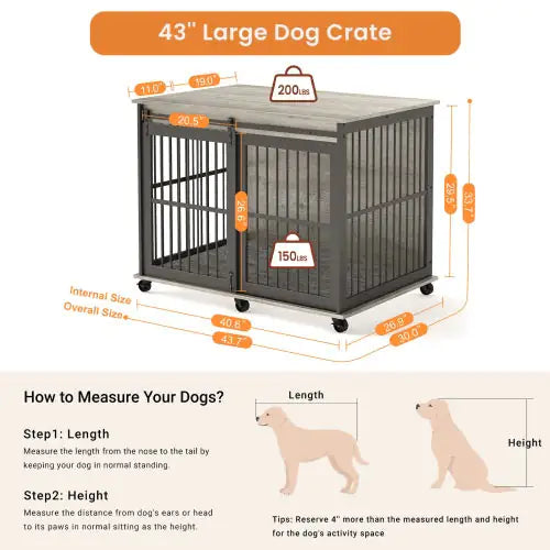 Furniture- Reinforced Sliding Iron Door Dog Cage With Mat